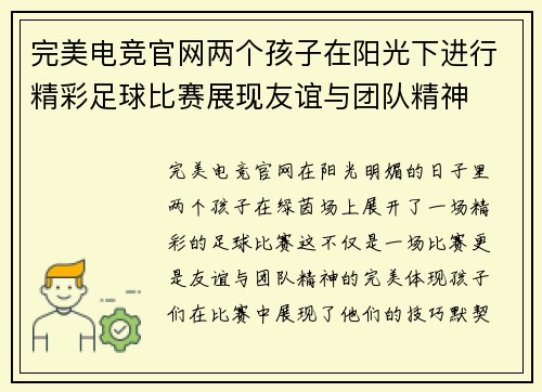 完美电竞官网两个孩子在阳光下进行精彩足球比赛展现友谊与团队精神